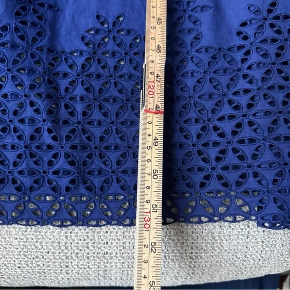 ME+EM Blue Cotton Broderie Shirt Dress Belted Maxi Eyelet Hem US 8 Quiet Luxury - Picture 13 of 16